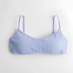 Hollister Smocked Scoop Bikini Top in Blue